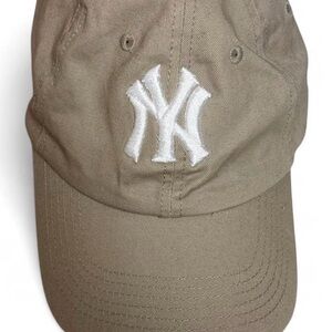 Tan Baseball Cap with Yankees Logo